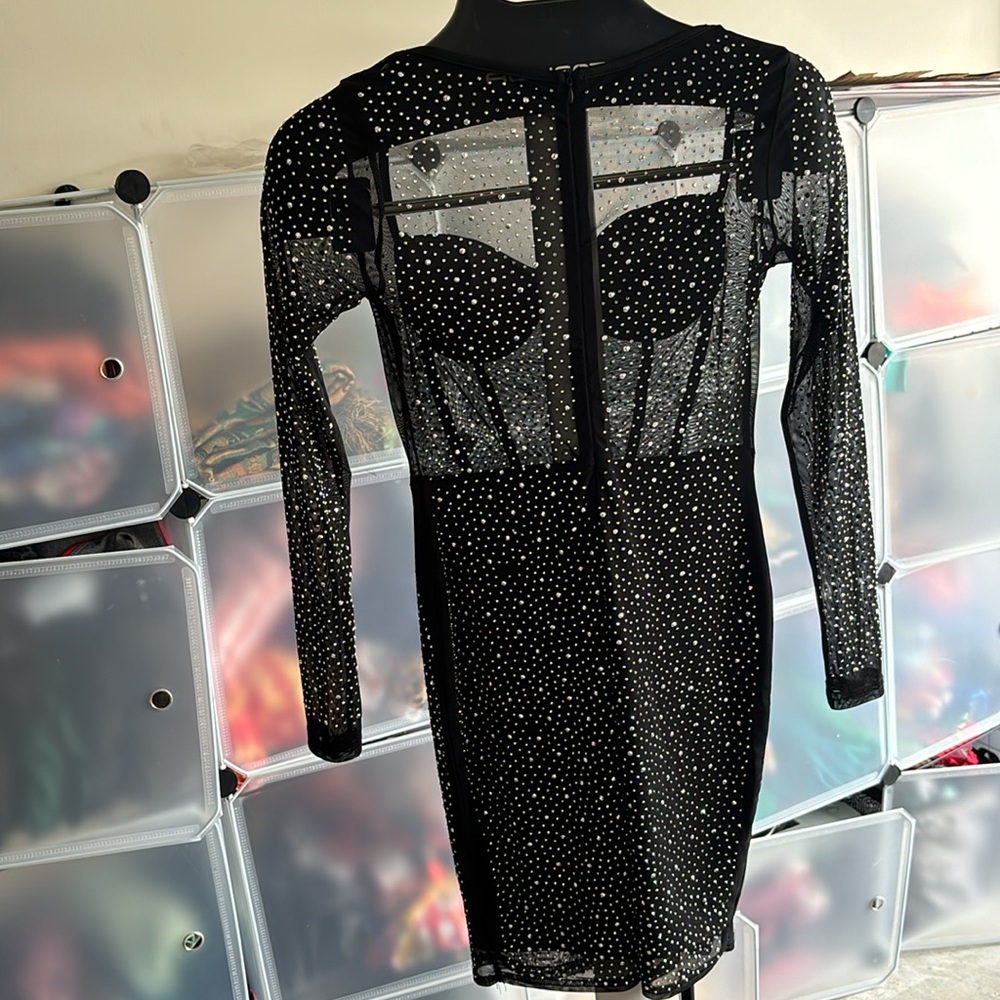 Black Rhinestone Bodycon Dress - Picture 4 of 4